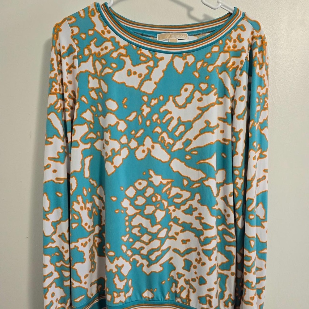 michael by Michael Kors Teal and Orange Top
